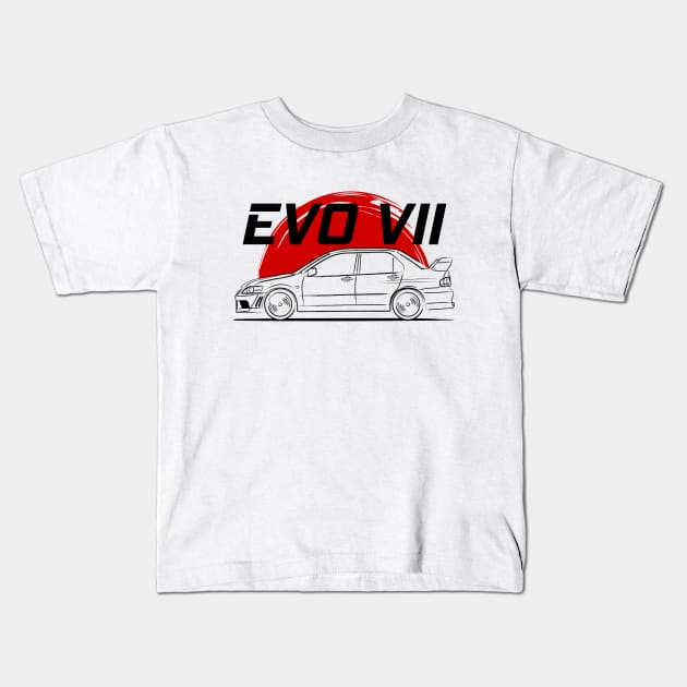 Lancer Evolution VII Racing EVO 7 Kids T-Shirt by GoldenTuners